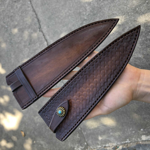 Handmade 7.6in Chef Knife with Leather Sheath Handmade 7.6in Chef Knife with Leather Sheath