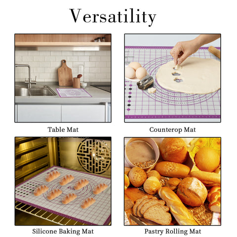 Silicone Pastry Mat with Measurements Purple  Silicone Pastry Mat with Measurements Purple