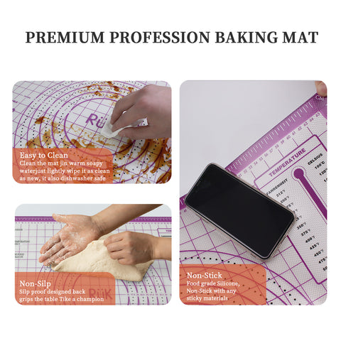 Silicone Pastry Mat with Measurements Purple  Silicone Pastry Mat with Measurements Purple