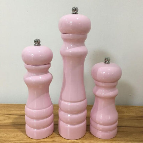 Rubber Wood Salt & Pepper Mills Spray Light Pink Color Rubber Wood Salt & Pepper Mills Spray Light Pink Color
