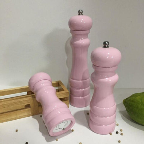 Rubber Wood Salt & Pepper Mills Spray Light Pink Color Rubber Wood Salt & Pepper Mills Spray Light Pink Color