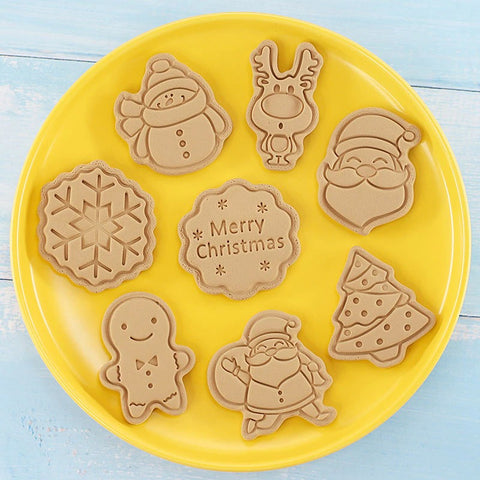 8 Pcs/Set DIY Christmas  Cartoon Biscuit Mould Cookie Cutter 3D Biscuits Mold ABS Plastic Baking Mould Cookie Decorating Tools 8 Pcs/Set DIY Christmas  Cartoon Biscuit Mould Cookie Cutter 3D Biscuits Mold ABS Plastic Baking Mould Cookie Decorating Tools
