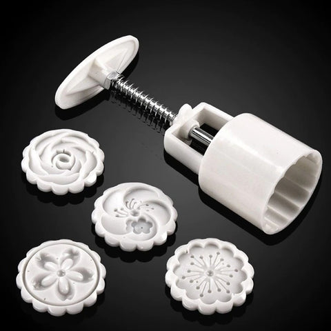 5Pcs/Set Flower Shape Moon Cake Cutter Mold 4 Stamps Pastry Hand Pressing Cookie  Set Mid-Autumn Festival Mooncakes Tools 5Pcs/Set Flower Shape Moon Cake Cutter Mold 4 Stamps Pastry Hand Pressing Cookie  Set Mid-Autumn Festival Mooncakes Tools