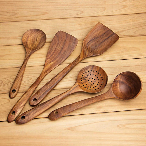 5 Piece Reusable Wooden Spoons 5 Piece Reusable Wooden Spoons