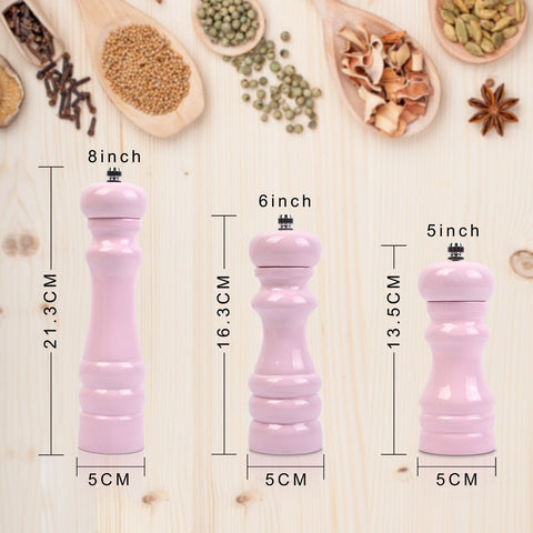 Rubber Wood Salt & Pepper Mills Spray Light Pink Color Rubber Wood Salt & Pepper Mills Spray Light Pink Color