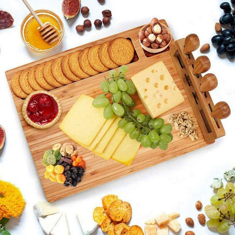 Bamboo Cheese Board Cutlery Knife Set Wood Cheese Boards Cooking Tools Cheese Knife Cheese Slicer Fork Scoop Cut Bamboo Cheese Board Cutlery Knife Set Wood Cheese Boards Cooking Tools Cheese Knife Cheese Slicer Fork Scoop Cut