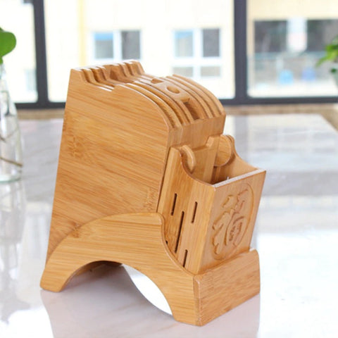 Bamboo Knife Block Stand Bamboo Knife Block Stand