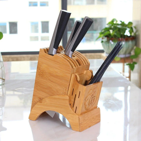 Bamboo Knife Block Stand Bamboo Knife Block Stand