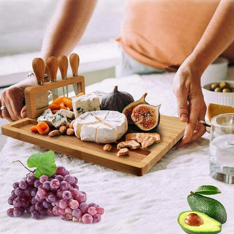 Bamboo Cheese Board Cutlery Knife Set Wood Cheese Boards Cooking Tools Cheese Knife Cheese Slicer Fork Scoop Cut Bamboo Cheese Board Cutlery Knife Set Wood Cheese Boards Cooking Tools Cheese Knife Cheese Slicer Fork Scoop Cut