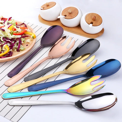Stainless Steel Big Salad Spoon Fork Set Stainless Steel Big Salad Spoon Fork Set