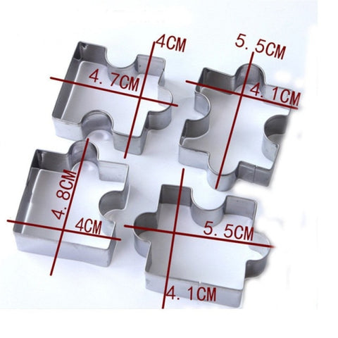 TTLIFE 4Pcs/set 3D Puzzle Shape Cookie Cutter Stainless Steel Cookie Toast Cutter DIY Biscuit Dessert Bakeware Cake Fondant Mold TTLIFE 4Pcs/set 3D Puzzle Shape Cookie Cutter Stainless Steel Cookie Toast Cutter DIY Biscuit Dessert Bakeware Cake Fondant Mold