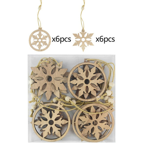 12pcs/box Christmas Wooden Pendants Xmas Tree Hanging Ornaments DIY Wood Crafts For Home Christmas Party New Year Decorations 12pcs/box Christmas Wooden Pendants Xmas Tree Hanging Ornaments DIY Wood Crafts For Home Christmas Party New Year Decorations