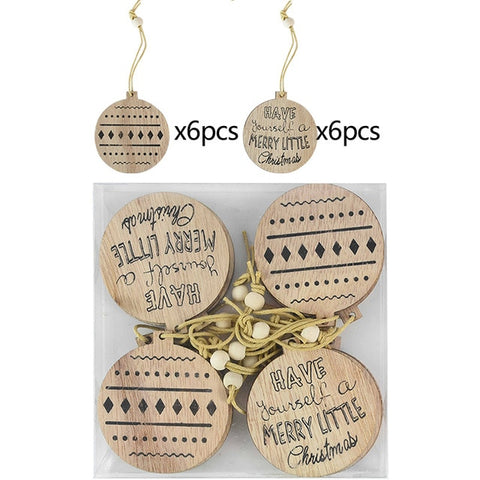 12pcs/box Christmas Wooden Pendants Xmas Tree Hanging Ornaments DIY Wood Crafts For Home Christmas Party New Year Decorations 12pcs/box Christmas Wooden Pendants Xmas Tree Hanging Ornaments DIY Wood Crafts For Home Christmas Party New Year Decorations