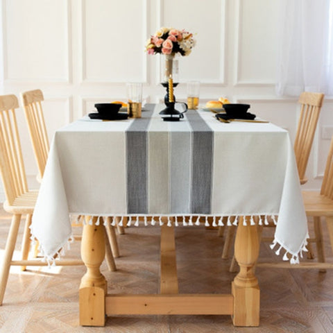 Waterproof Oilproof Thick Rectangular Linen Tassel  Tablecloth Waterproof Oilproof Thick Rectangular Linen Tassel  Tablecloth