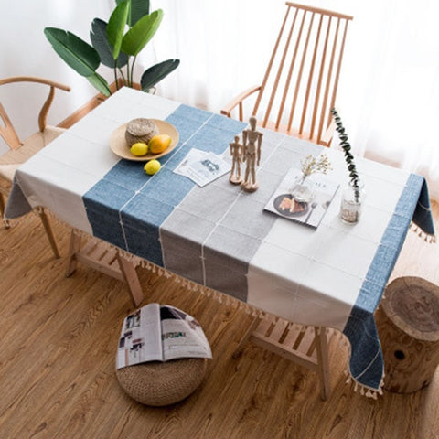 Waterproof Oilproof Thick Rectangular Linen Tassel  Tablecloth Waterproof Oilproof Thick Rectangular Linen Tassel  Tablecloth