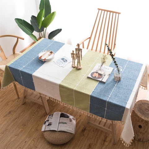 Waterproof Oilproof Thick Rectangular Linen Tassel  Tablecloth Waterproof Oilproof Thick Rectangular Linen Tassel  Tablecloth