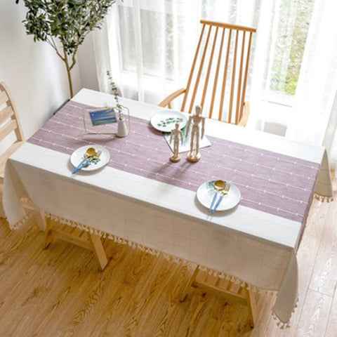 Waterproof Oilproof Thick Rectangular Linen Tassel  Tablecloth Waterproof Oilproof Thick Rectangular Linen Tassel  Tablecloth