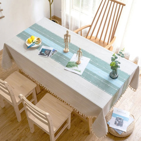 Waterproof Oilproof Thick Rectangular Linen Tassel  Tablecloth Waterproof Oilproof Thick Rectangular Linen Tassel  Tablecloth