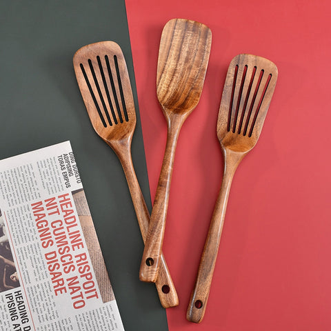 Non Stick Wooden Spatula Slotted Turner SetClorah Non Stick Wooden Spatula Slotted Turner SetClorah