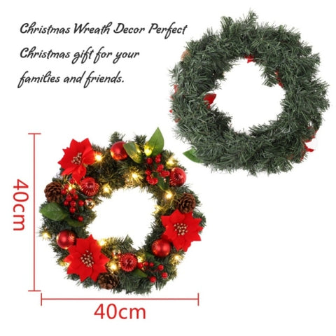 30/40cm Christmas Wreath With Bow Christmas Decoration Door Hanging Rattan Ornament Garland Xmas Decorations For Home 30/40cm Christmas Wreath With Bow Christmas Decoration Door Hanging Rattan Ornament Garland Xmas Decorations For Home
