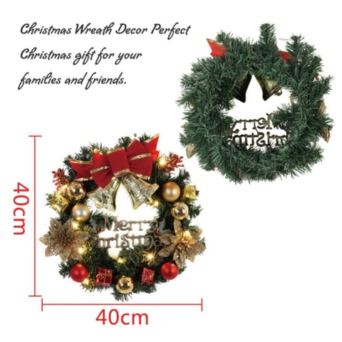 30/40cm Christmas Wreath With Bow Christmas Decoration Door Hanging Rattan Ornament Garland Xmas Decorations For Home 30/40cm Christmas Wreath With Bow Christmas Decoration Door Hanging Rattan Ornament Garland Xmas Decorations For Home