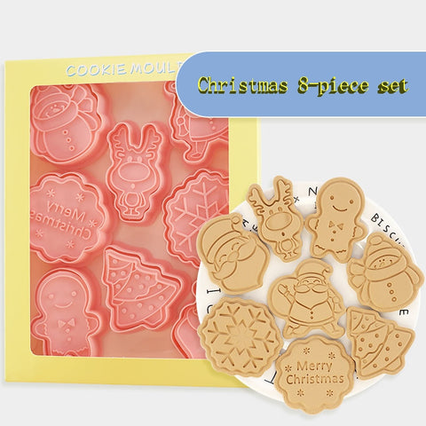 8 Pcs/Set DIY Christmas  Cartoon Biscuit Mould Cookie Cutter 3D Biscuits Mold ABS Plastic Baking Mould Cookie Decorating Tools 8 Pcs/Set DIY Christmas  Cartoon Biscuit Mould Cookie Cutter 3D Biscuits Mold ABS Plastic Baking Mould Cookie Decorating Tools