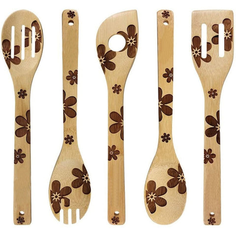 5Pcs Halloween Bamboo Slotted Spoon Set 5Pcs Halloween Bamboo Slotted Spoon Set