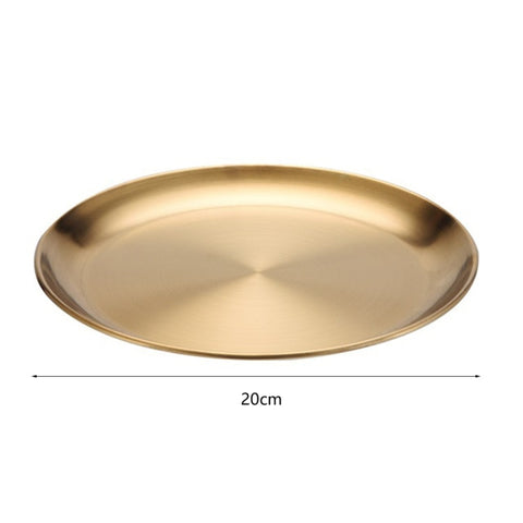 Stainless Steel Serving Dishes Serving Platter Cake Dessert Tray Barbecue Plates Golden Round Dining Plate Western Steak Plate Stainless Steel Serving Dishes Serving Platter Cake Dessert Tray Barbecue Plates Golden Round Dining Plate Western Steak Plate