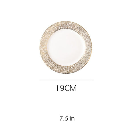 Gold Rim Ceramic Plate European Luxury Platter Nordic Dinner Set Fruit Salad Dinnerware Dessert Steak Tray Home Decor Cute Plate Gold Rim Ceramic Plate European Luxury Platter Nordic Dinner Set Fruit Salad Dinnerware Dessert Steak Tray Home Decor Cute Plate