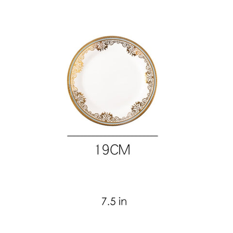 Gold Rim Ceramic Plate European Luxury Platter Nordic Dinner Set Fruit Salad Dinnerware Dessert Steak Tray Home Decor Cute Plate Gold Rim Ceramic Plate European Luxury Platter Nordic Dinner Set Fruit Salad Dinnerware Dessert Steak Tray Home Decor Cute Plate