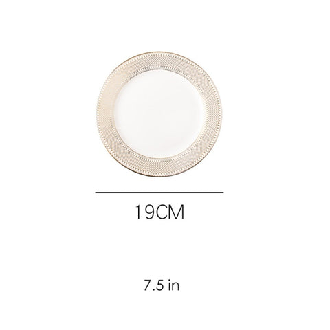 Gold Rim Ceramic Plate European Luxury Platter Nordic Dinner Set Fruit Salad Dinnerware Dessert Steak Tray Home Decor Cute Plate Gold Rim Ceramic Plate European Luxury Platter Nordic Dinner Set Fruit Salad Dinnerware Dessert Steak Tray Home Decor Cute Plate