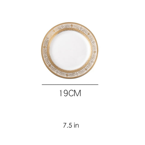 Gold Rim Ceramic Plate European Luxury Platter Nordic Dinner Set Fruit Salad Dinnerware Dessert Steak Tray Home Decor Cute Plate Gold Rim Ceramic Plate European Luxury Platter Nordic Dinner Set Fruit Salad Dinnerware Dessert Steak Tray Home Decor Cute Plate