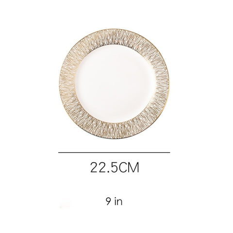 Gold Rim Ceramic Plate European Luxury Platter Nordic Dinner Set Fruit Salad Dinnerware Dessert Steak Tray Home Decor Cute Plate Gold Rim Ceramic Plate European Luxury Platter Nordic Dinner Set Fruit Salad Dinnerware Dessert Steak Tray Home Decor Cute Plate