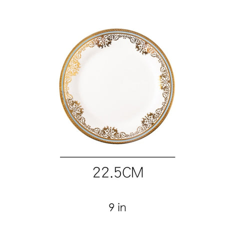 Gold Rim Ceramic Plate European Luxury Platter Nordic Dinner Set Fruit Salad Dinnerware Dessert Steak Tray Home Decor Cute Plate Gold Rim Ceramic Plate European Luxury Platter Nordic Dinner Set Fruit Salad Dinnerware Dessert Steak Tray Home Decor Cute Plate
