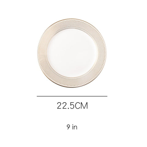 Gold Rim Ceramic Plate European Luxury Platter Nordic Dinner Set Fruit Salad Dinnerware Dessert Steak Tray Home Decor Cute Plate Gold Rim Ceramic Plate European Luxury Platter Nordic Dinner Set Fruit Salad Dinnerware Dessert Steak Tray Home Decor Cute Plate