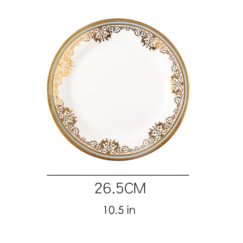 Gold Rim Ceramic Plate European Luxury Platter Nordic Dinner Set Fruit Salad Dinnerware Dessert Steak Tray Home Decor Cute Plate Gold Rim Ceramic Plate European Luxury Platter Nordic Dinner Set Fruit Salad Dinnerware Dessert Steak Tray Home Decor Cute Plate