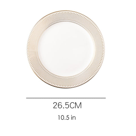 Gold Rim Ceramic Plate European Luxury Platter Nordic Dinner Set Fruit Salad Dinnerware Dessert Steak Tray Home Decor Cute Plate Gold Rim Ceramic Plate European Luxury Platter Nordic Dinner Set Fruit Salad Dinnerware Dessert Steak Tray Home Decor Cute Plate