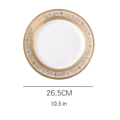Gold Rim Ceramic Plate European Luxury Platter Nordic Dinner Set Fruit Salad Dinnerware Dessert Steak Tray Home Decor Cute Plate Gold Rim Ceramic Plate European Luxury Platter Nordic Dinner Set Fruit Salad Dinnerware Dessert Steak Tray Home Decor Cute Plate