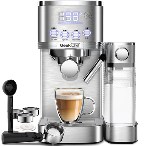 Geek Chef  20Bar Espresso and Cappuccino Machine with Automatic Milk Frother, for Cappuccino or Latte