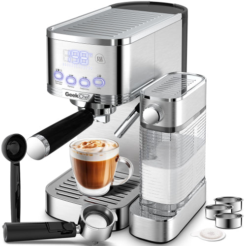 Geek Chef  20Bar Espresso and Cappuccino Machine with Automatic Milk Frother, for Cappuccino or Latte