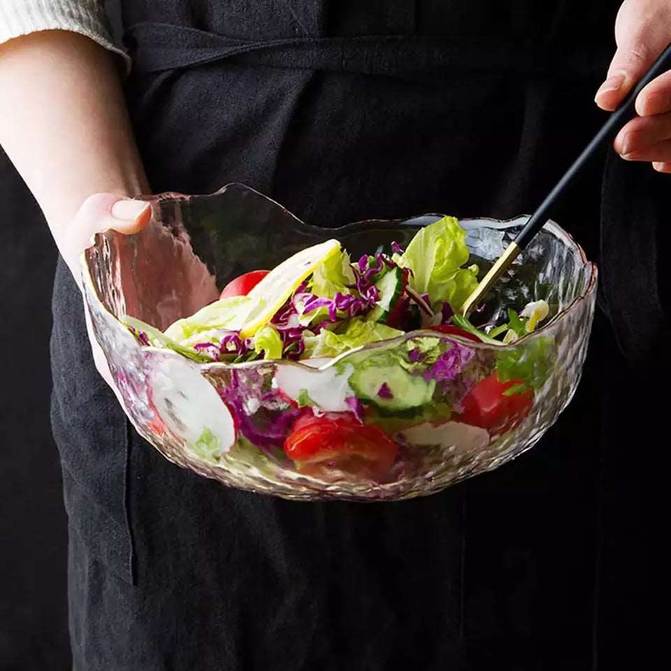 1Pc Creative Irregular Glass Bowl Fruit Ice Cream Salad Bowl Eco-friendly Tableware Soup Noodle Rice Bowls Kitchen Decoration