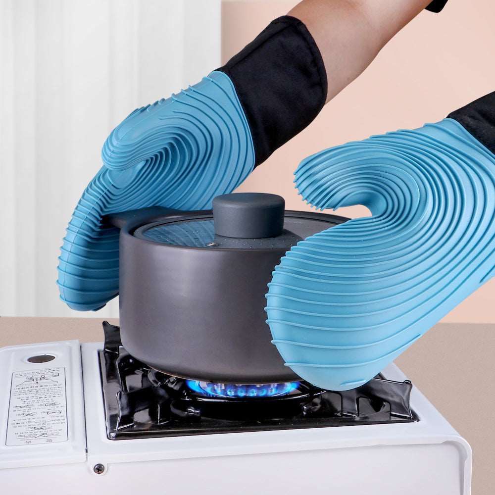 Heat Resistant Soft Cotton Silicone Grilling Gloves