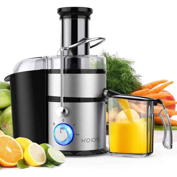 KOIOS Centrifugal Juicer, Juicer with extra large 3-inch feed chute, easy to clean with a brush