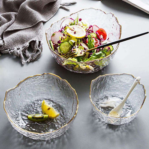 1Pc Creative Irregular Glass Bowl Fruit Ice Cream Salad Bowl Eco-friendly Tableware Soup Noodle Rice Bowls Kitchen Decoration