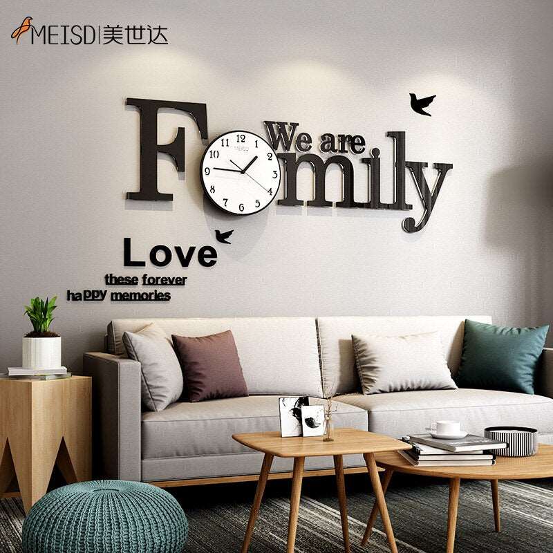 Family Silent DIY Wall Clock Home Decoration