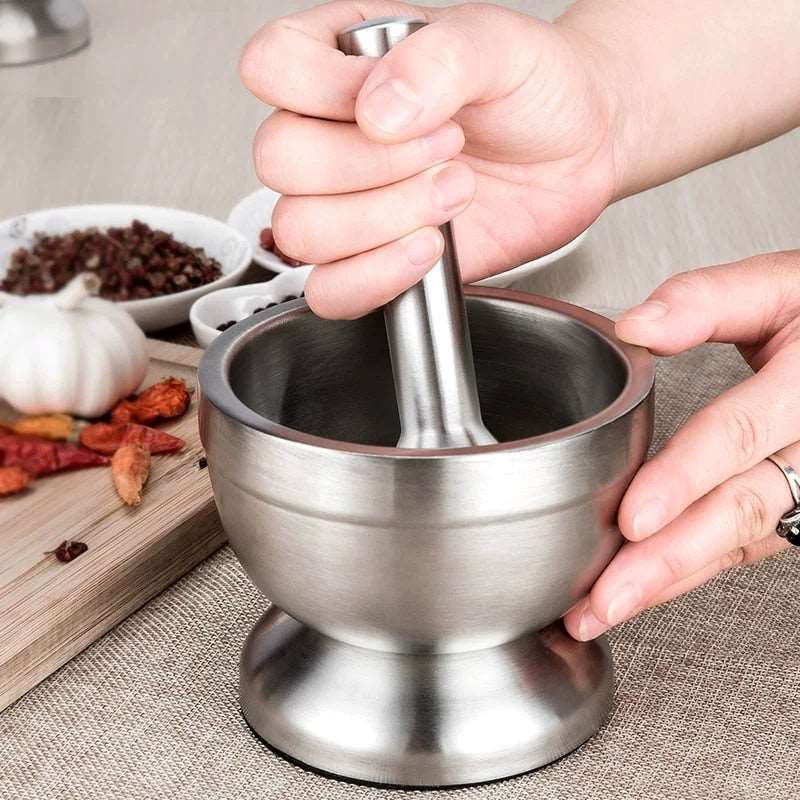 Double Stainless Steel Mortar & Pestle