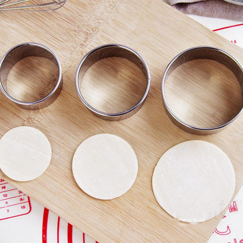 3pcs /Set Stainless Steel Round Dumplings Molds Cutter Maker Cookie Cake Pastry Wrapper Dough Cutting Accessories Kitchen Gadget