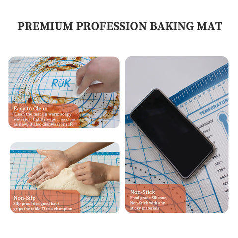 Silicone Pastry Mat with Measurements Blue 