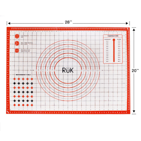 Silicone Pastry Mat with Measurements Red 
