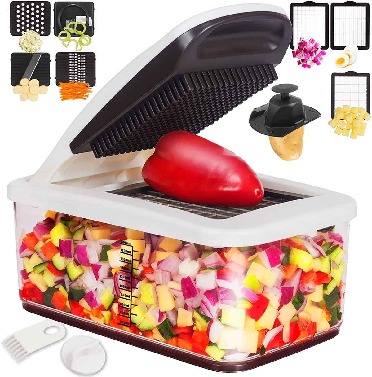 Christmas Handheld Electric Vegetable Chopper Slicer Dicer Cutter Set,  Garlic Slicer,onion Chopper With Storage Container,mini Food Chopper For  Garlic
